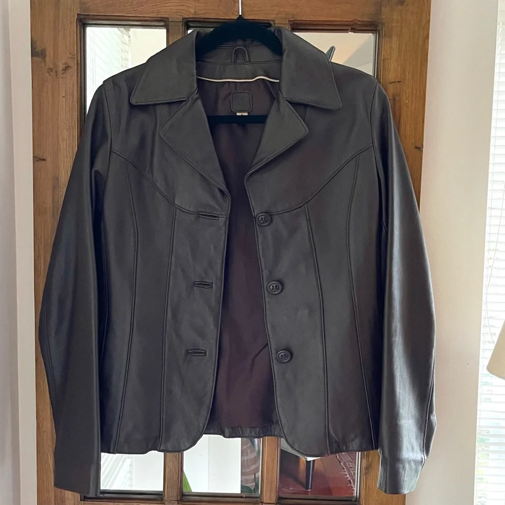 Wilsons Leather Brown Three Button Classic Collar Leather Jacket Size US S - Picture 15 of 16